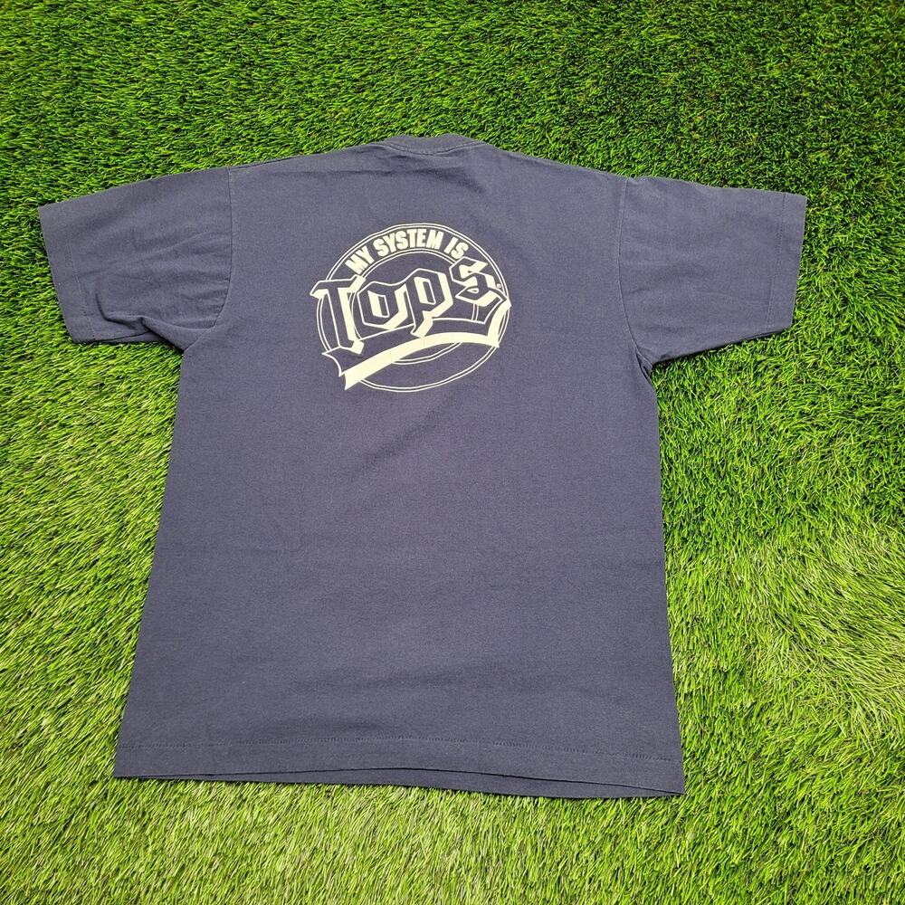 Vintage 90s Screen-Stars Shirt Women M/L 19x26 Navy-Blue USA